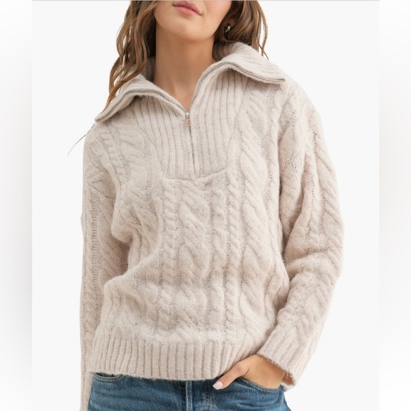 All in Favor Sweaters - 🆕 Cable Stitch Quarter Zip Sweater